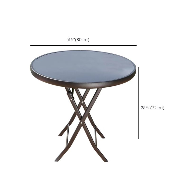 Modern Geometric Foldable Courtyard Table Metal Frame Outdoor Table