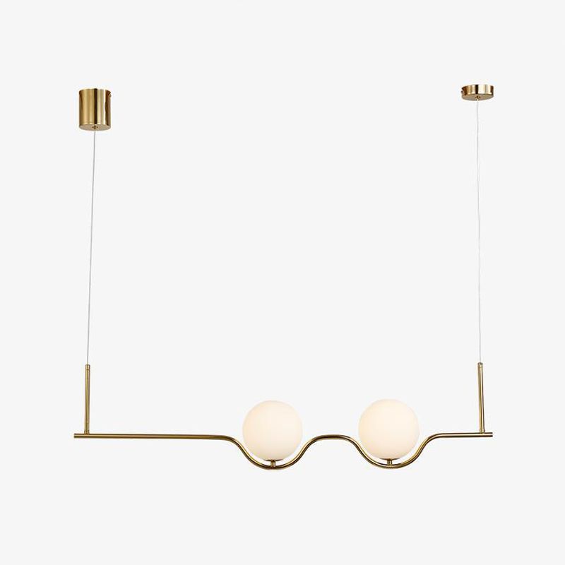 2-Light Golden Ceiling Light Contemporary Kitchen Island Lighting for Foyer