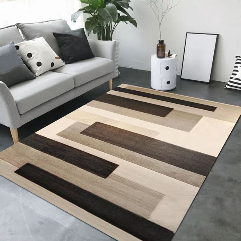 Black Modern Rug Polyester Geometry Print Rug Washable Rug for Home Decor