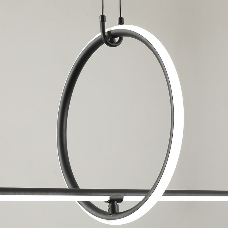 Lineair eilandverlichtingsideeën Modern Metal 2 Light Island Lights in Black