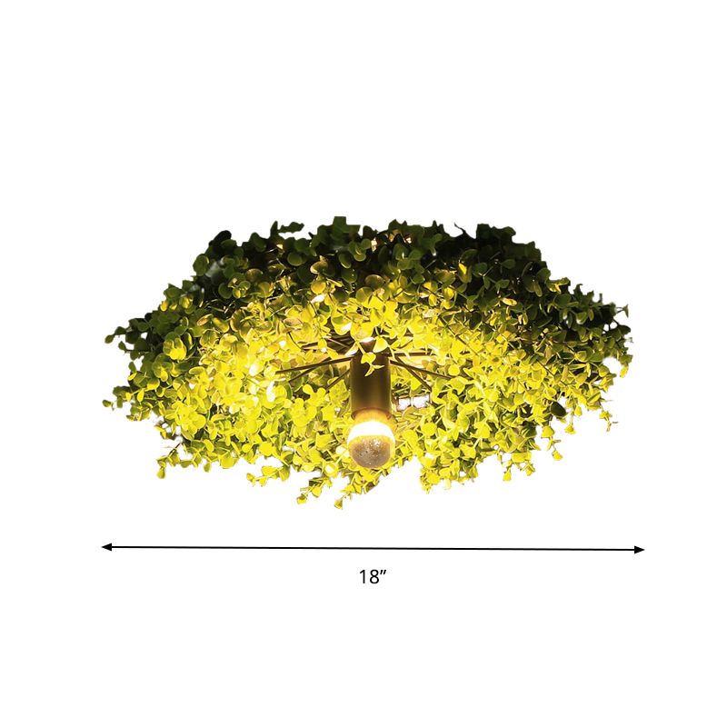 Lampada da incasso con ruota verde in ferro antico 1 lampadina Lampada da soffitto a incasso per piante da ristorante con lampadina nuda