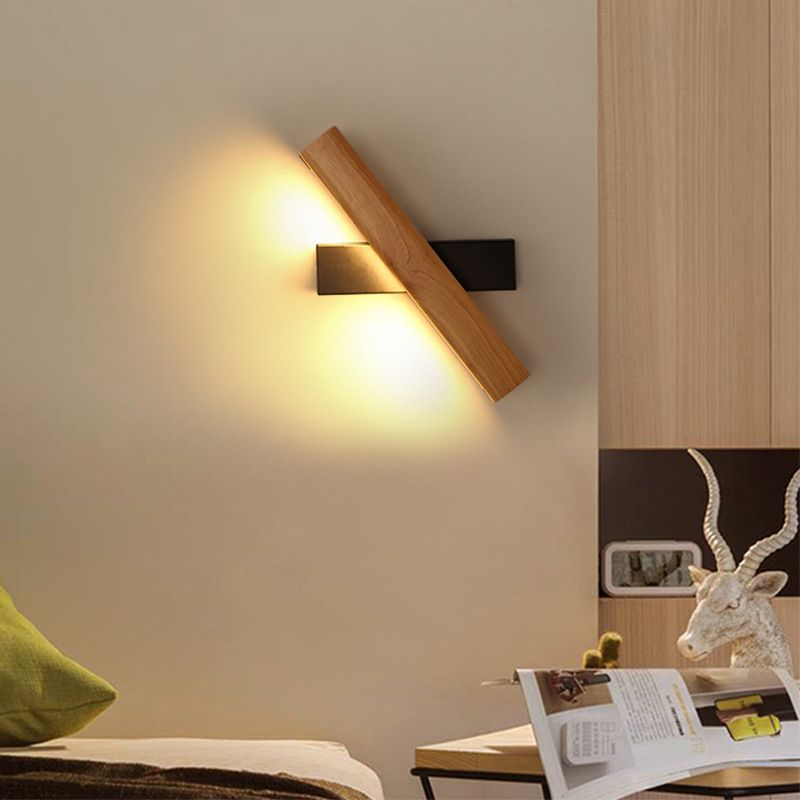 Single Modernism Beige Wall Mounted Sconce Wooden LED Wall Light