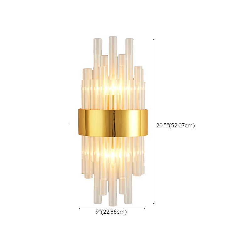 Modern Style Liner Wall Light Crystal 2 Light Sconces for Bedroom