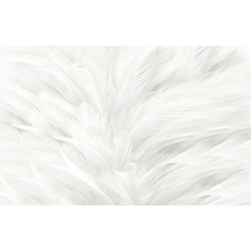 Plain White Minimalist Wall Covering Large Feather Wall Mural for Living Room