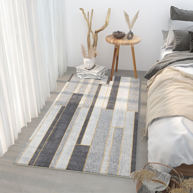 Colorful Modern Area Carpet Color Block Polyester Area Rug Easy Care Washable Rug for Bedroom