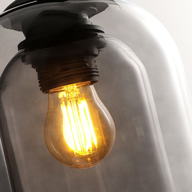 Lámpara de pared negra de vidrio en moderno estilo conciso de hierro forjado Luz de pared para el dormitorio