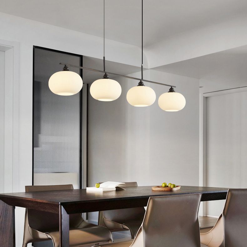 Glass Hanging Lamps Lantern-Shape Island Light Fixture for Dining Room