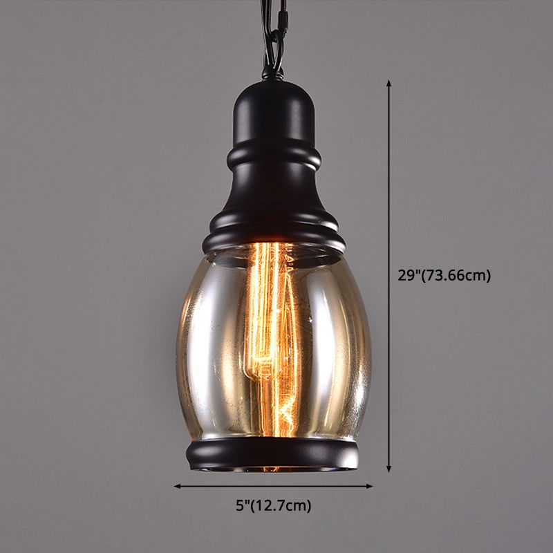 Black Shaded Pendant Lighting Fixture Minimalist Style Glass Hanging Ceiling Light