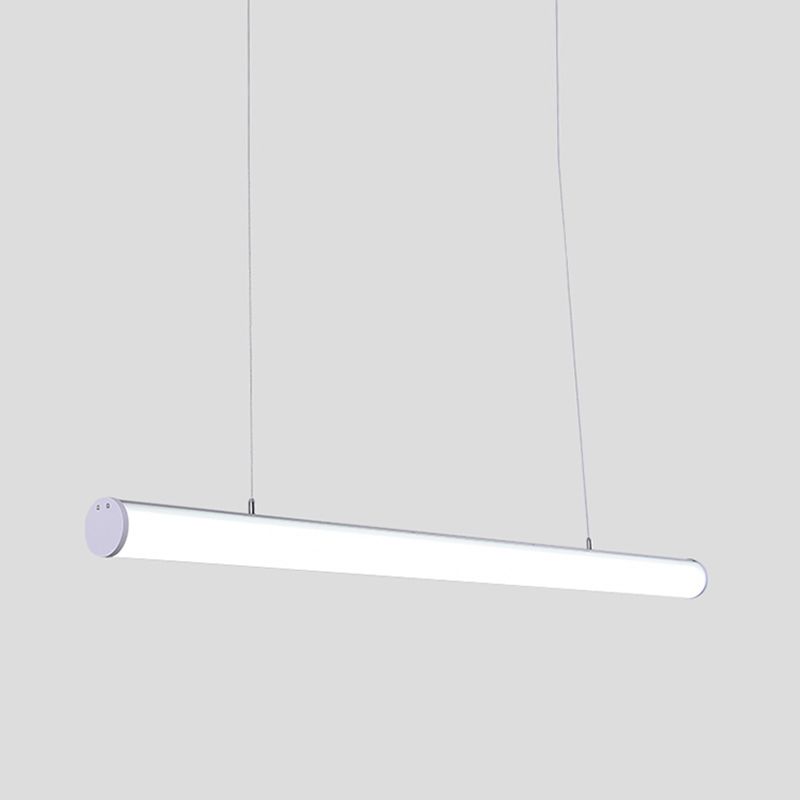 Modern Style Linear Shape Island Lighting Idea Metal 1-Light Island Pendant in White