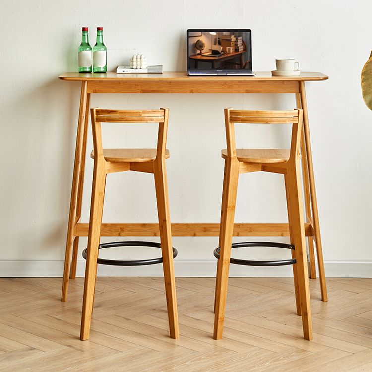 Contemporary Bar Stool Armless Wood Low Back Counter Chair with Footrest