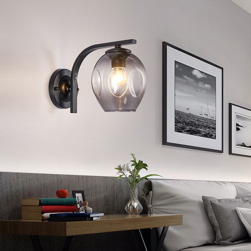 Black/Golden Lighting Contemporary Glass Shaded Wall Light for Room