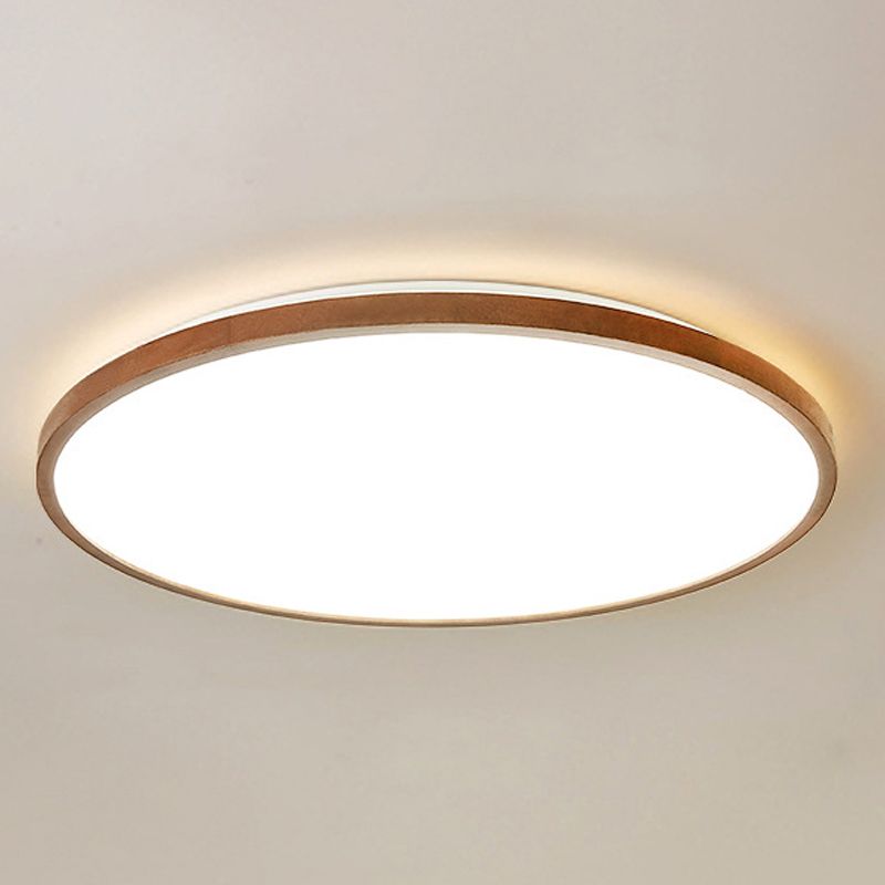 Modern Geometry Shape LED Ceiling Lamp Wood 1 Light Flush Mount for Living Room Aisle