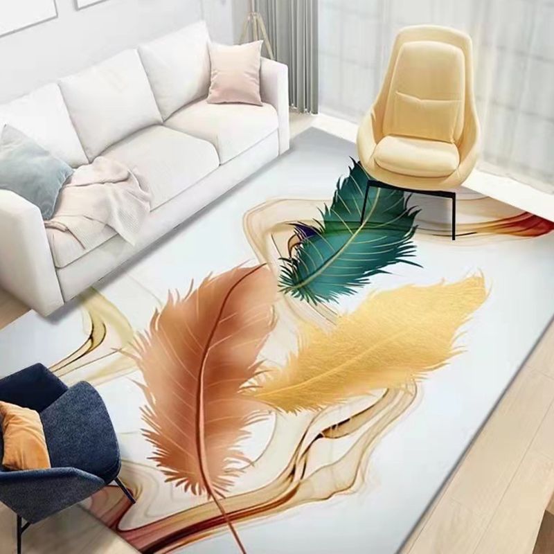 Gray Feather Carpet Polyester Modern Carpet Non-Slip Backing Carpet for Home Decor