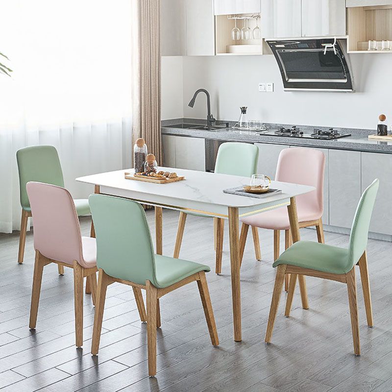 Contemporary Chair Armless Dining Side Chair with Wooden Legs