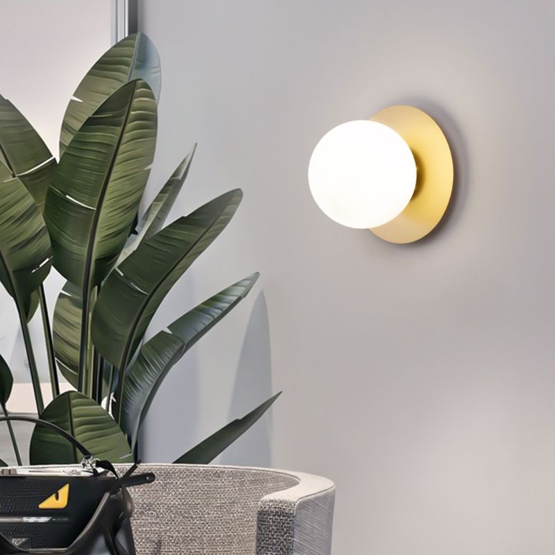 1-Light Wall Mount Light Spherical with Glass Shade for Living Room