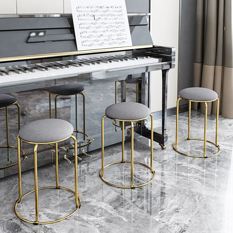 Faux Leather Mildew Resistant Ottoman Round Glam Solid Standard Ottoman