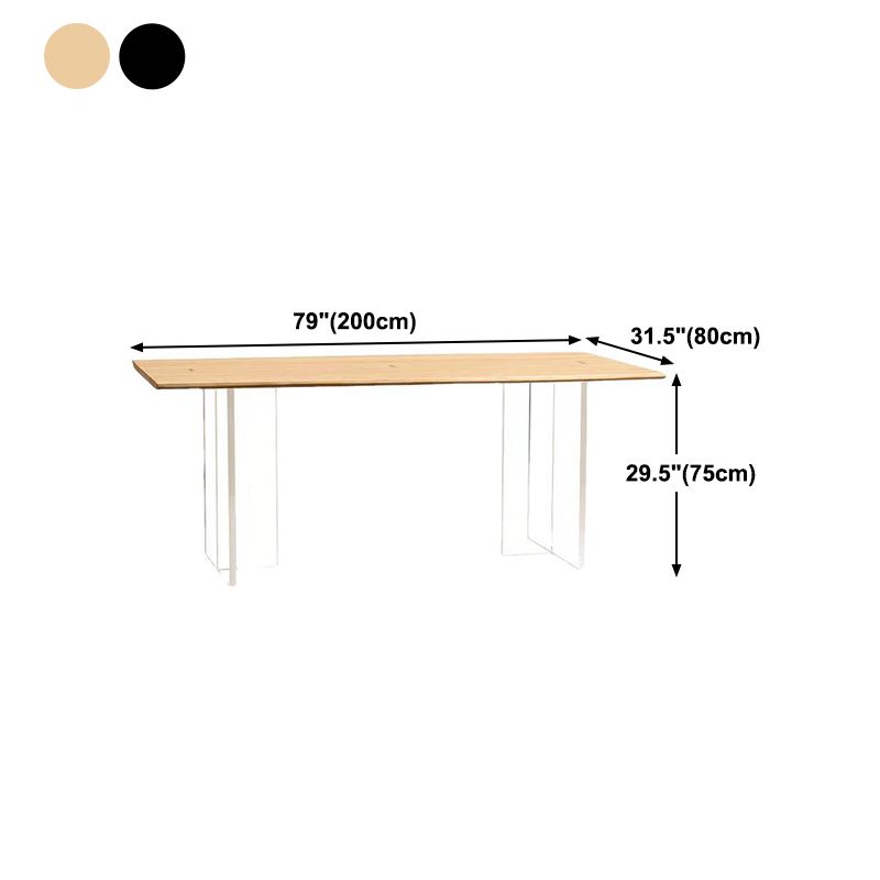 Rectangle Wood Dining Table Traditional Luxury Table with Double Pedestal Base