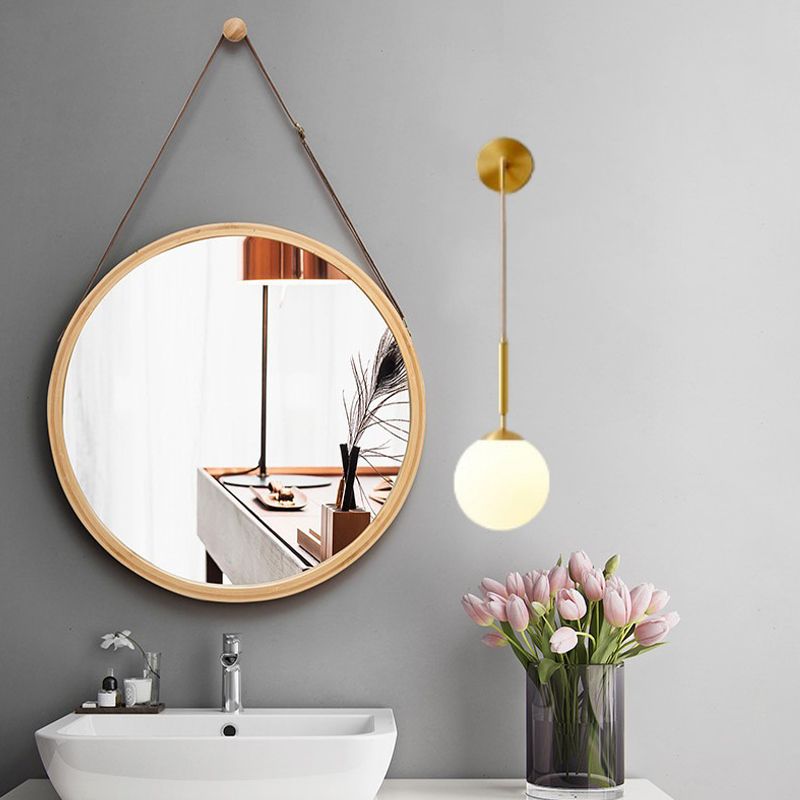 Postmodern Ball Shape Vanity Light with Glass Shade for Shower Room