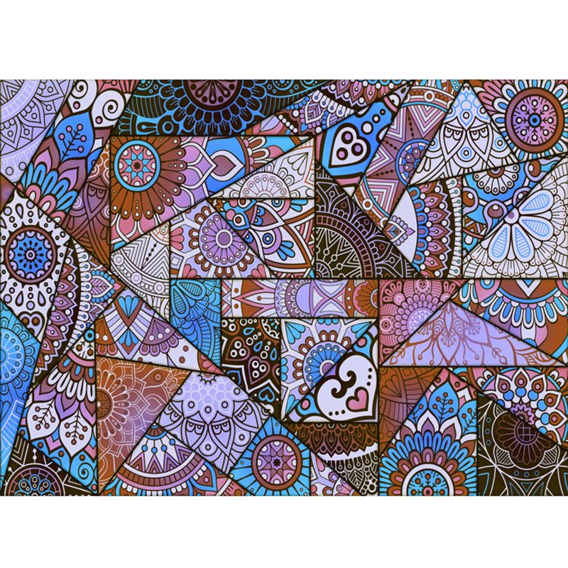 Böhmischer Teppich mit Mosaik-Fliesen-Druck, mehrfarbiger Polypropylen-Teppich, schmutzabweisend, waschbar, rutschfeste Rückseite, Teppich für Heimdekoration