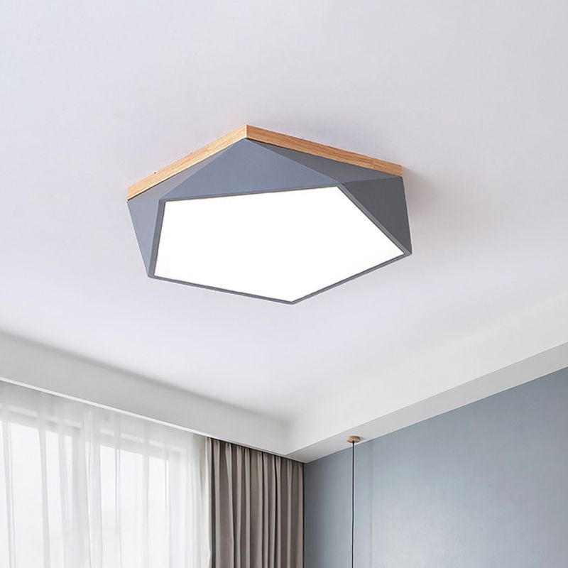 Lámpara empotrada de hierro Pentágono, montaje empotrado de techo LED modernista gris, 16,5"/20,5" de ancho