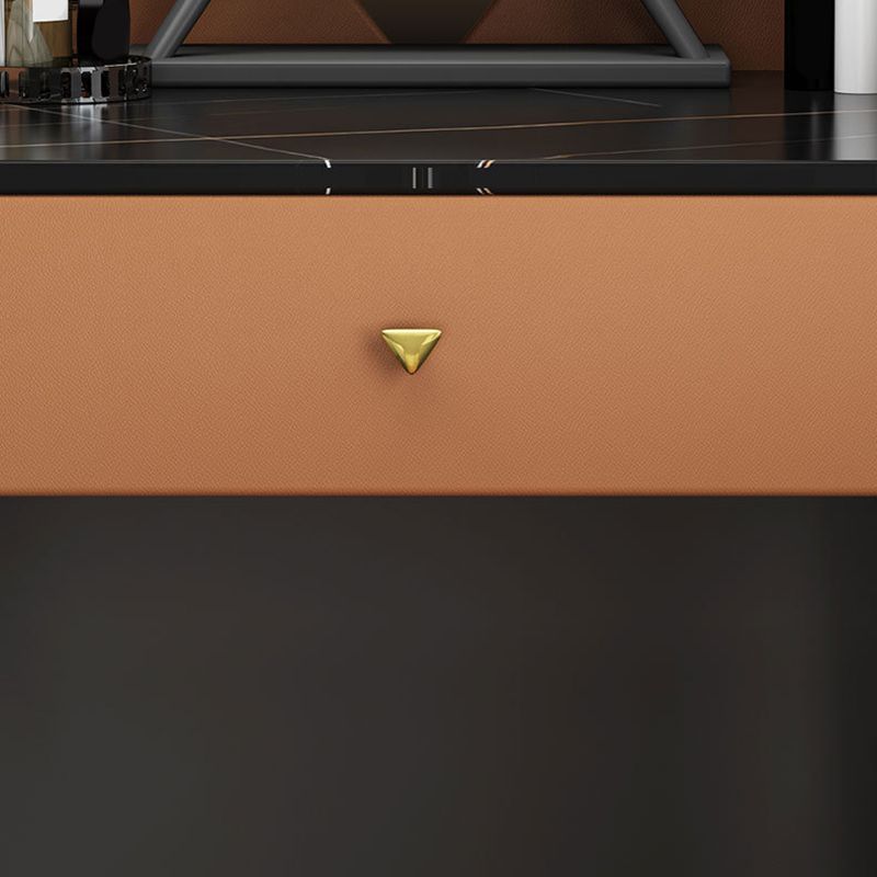 Contemporary Vanity 2 Storage Drawers Dressing Table with Padded Stool