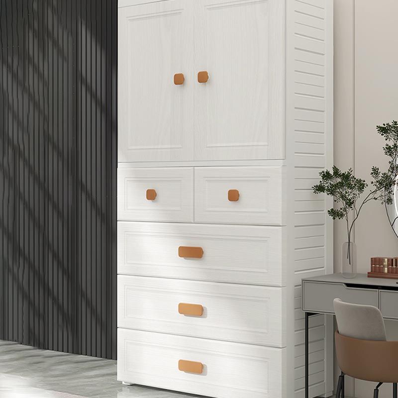 White Plastic Wardrobe Armoire with Legs Contemporary Wardrobe Closet