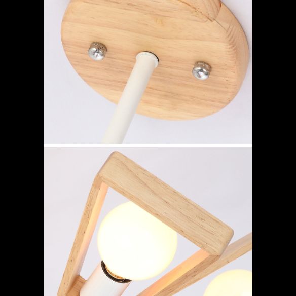 Sputnik Bedroom Chandelier Light Fixture Wooden Minimalist Chandelier Pendant Light in White