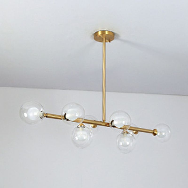 8-Lights Linear Hanging Ceiling Light Modern Glass Hanging Lamp Kit