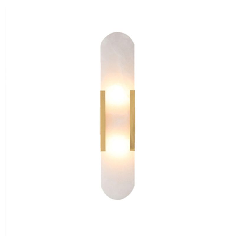 2 Lights Oval Wall Mounted Lamps Modern Style Stone Wall Sconces