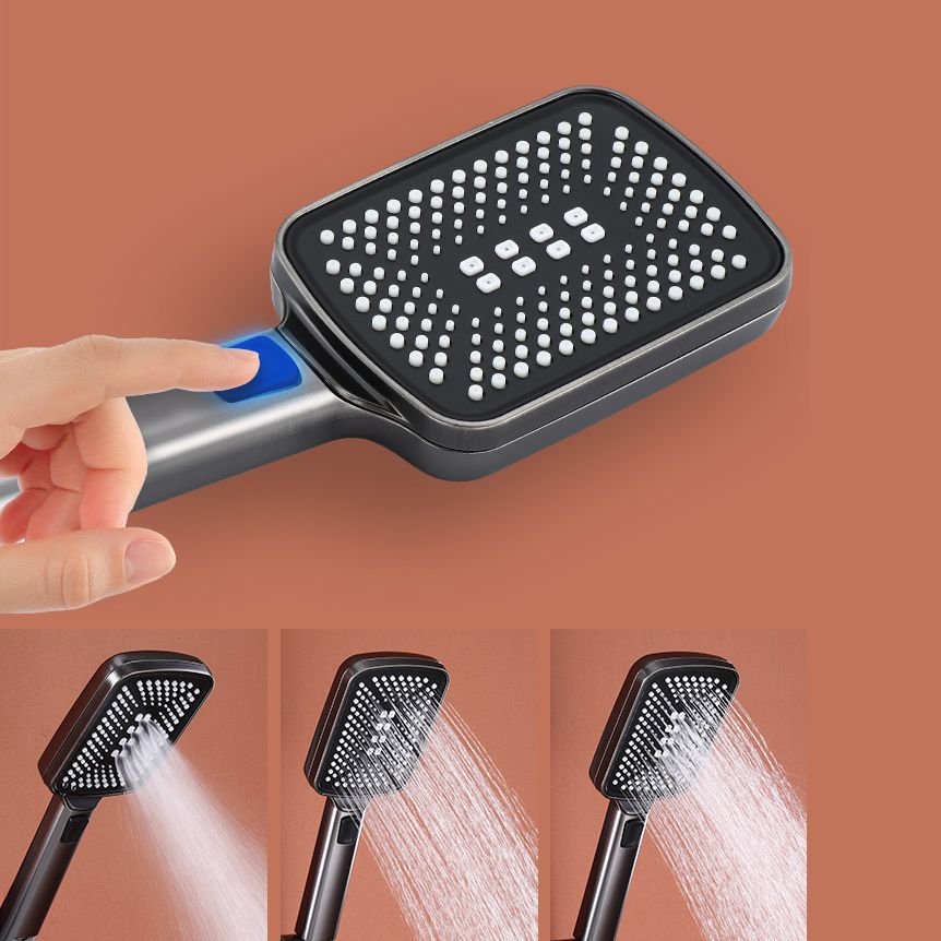 Grey Shower System Square Lever Handle Shower Hose Wall-Mounted Shower Arm Shower System