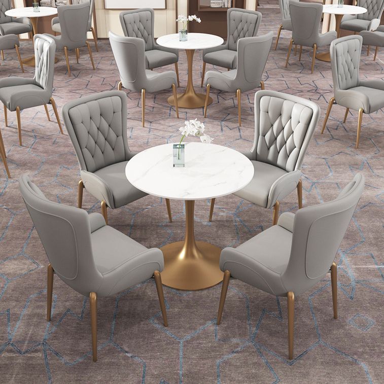 Glam Style Sintered Stone Dining Room Set Standard Height with Gold Base Dining Set