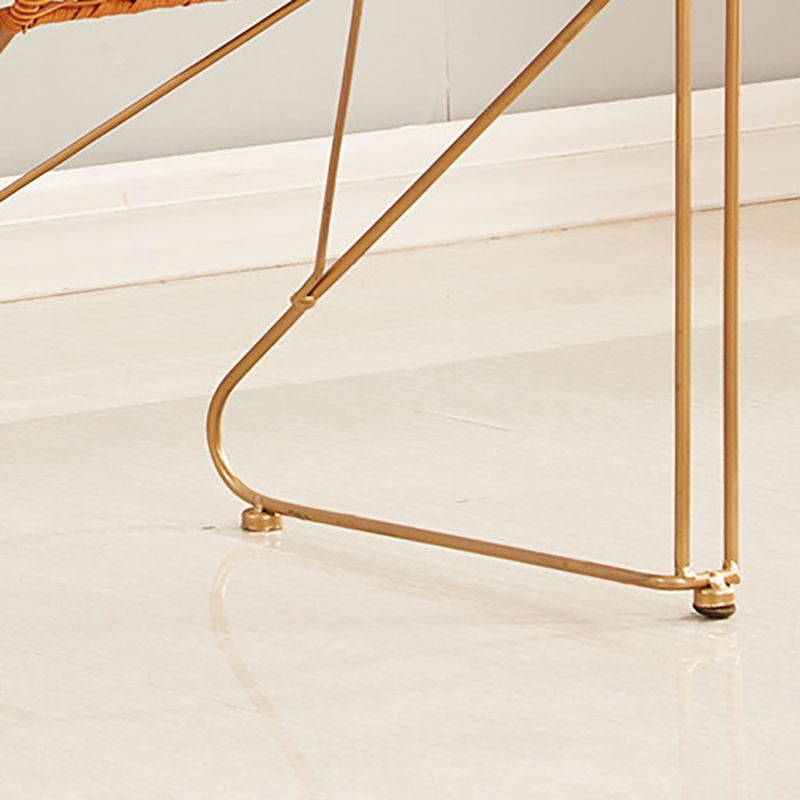 Mid-century Modern Style Wooden Armrest Woven Back Metal Arm Chair