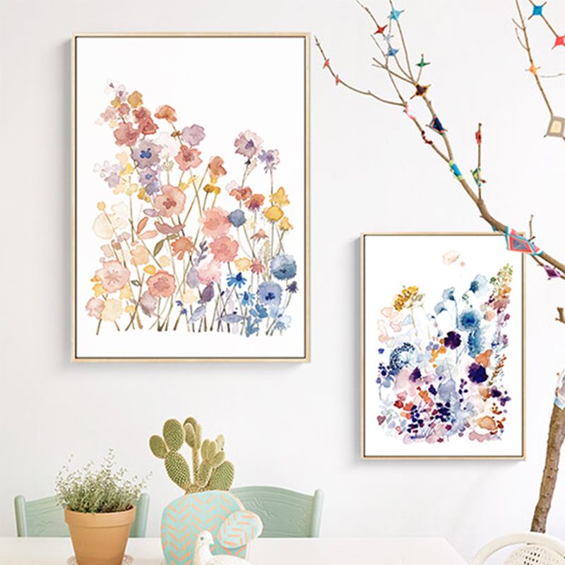Rustic Flower Blossom Canvas Print Soft Color Living Room Wall Art Decor, Textured