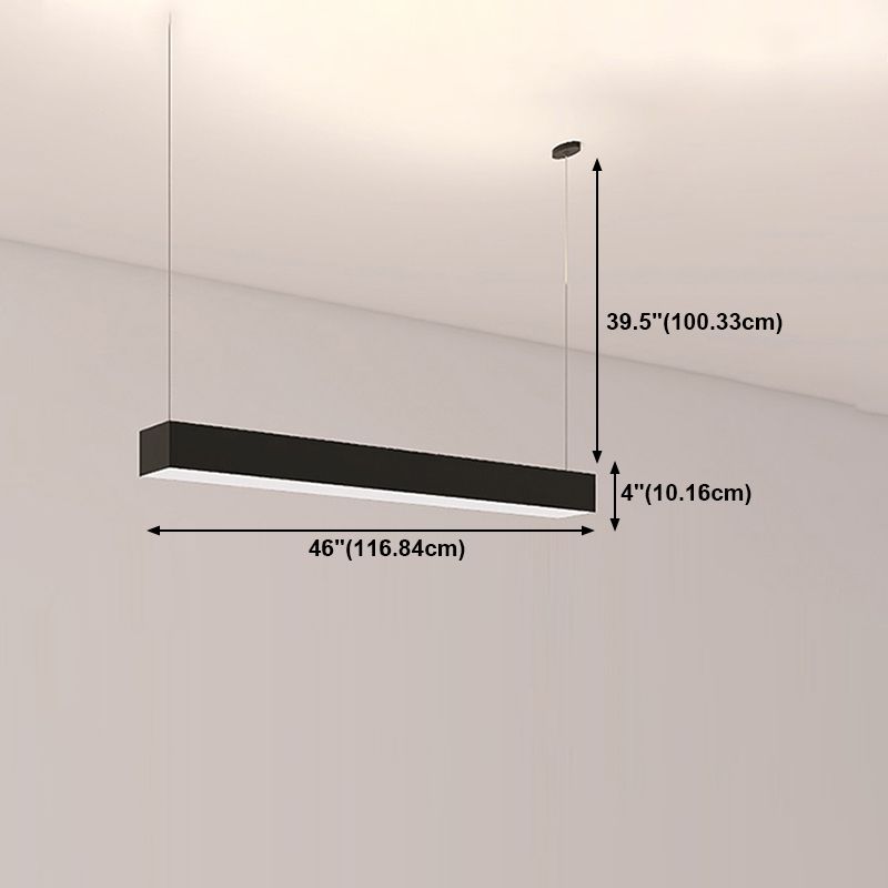 Black Aluminium Island Leuchte einfache Stil 1-Licht Rechteck Büro LED Hanging Lampe