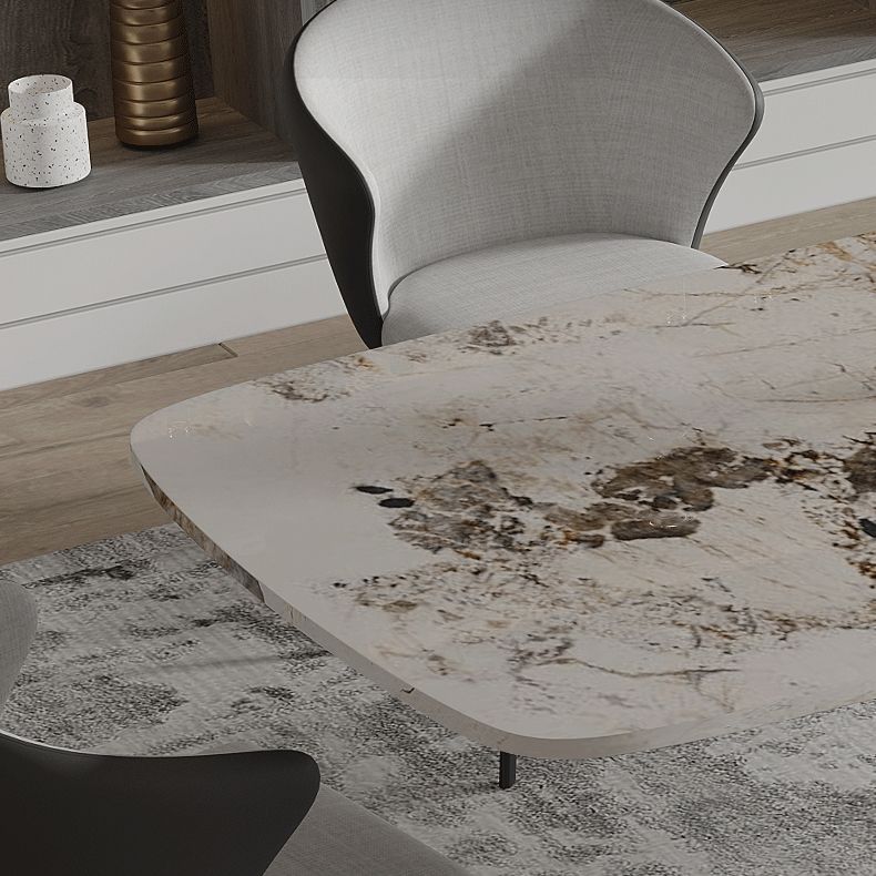 Sintered Stone Top Esstisch Rechtecktisch mit metallschwarzer Sockelbasis