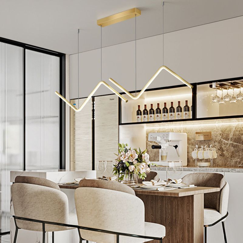 Polyline Island Chandelier Lights Simplicity Aluminum Chandelier Lighting Fixtures for Dining Table