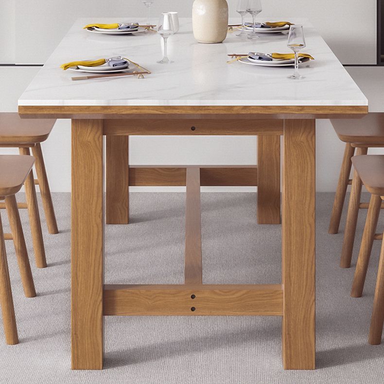 White Stone Top Table Set with Wooden Frame 1/2/5 Pieces Modern Dinette Set