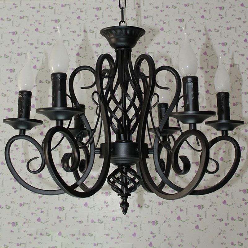 6/8 Lampenlampe Deckenlampe mit Wirbelarm Metall traditioneller Esszimmer Kronleuchter Anhänger Licht in Rost