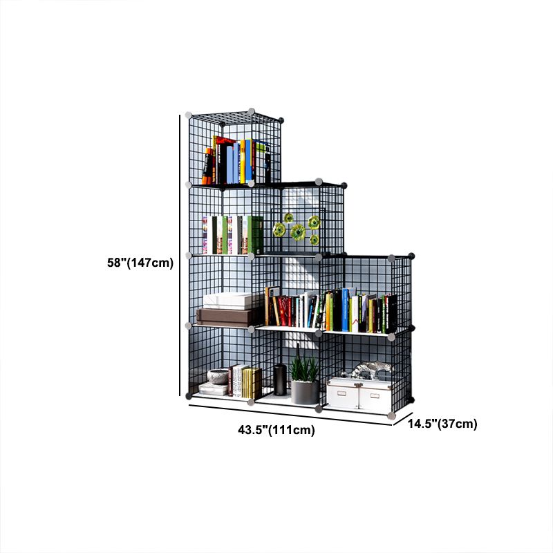 Contemporary Metal Bookcase Closed Back Bookshelf for Living Room