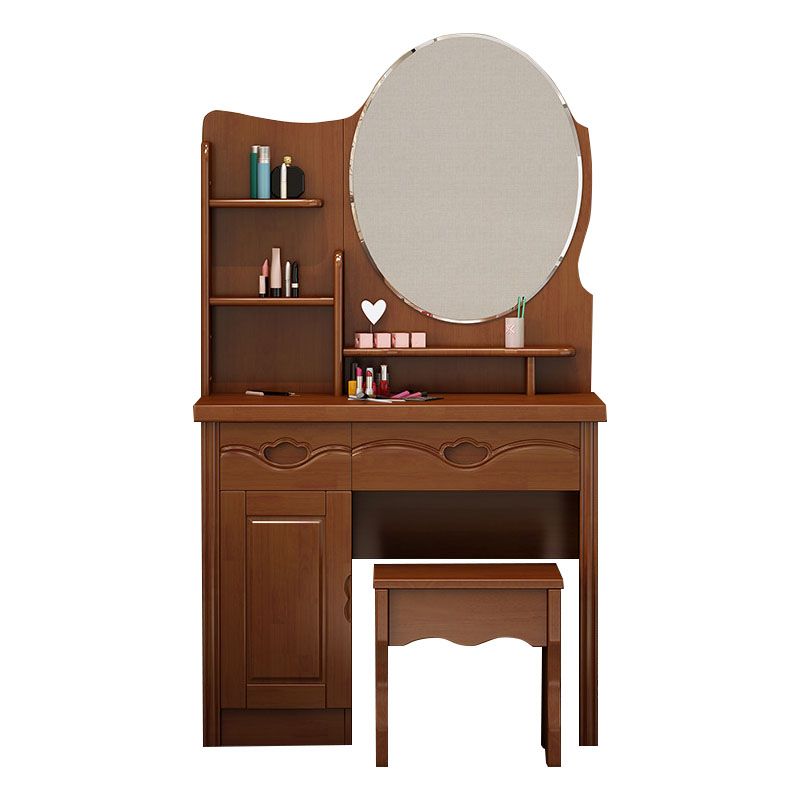 Make-up Vanity Standing Solid Wood Double Drawers Traditional