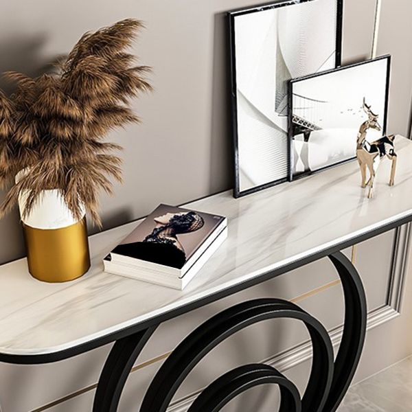 31.5" Tall Modern Console Table 1-shelf Stone Accent Table for Hall