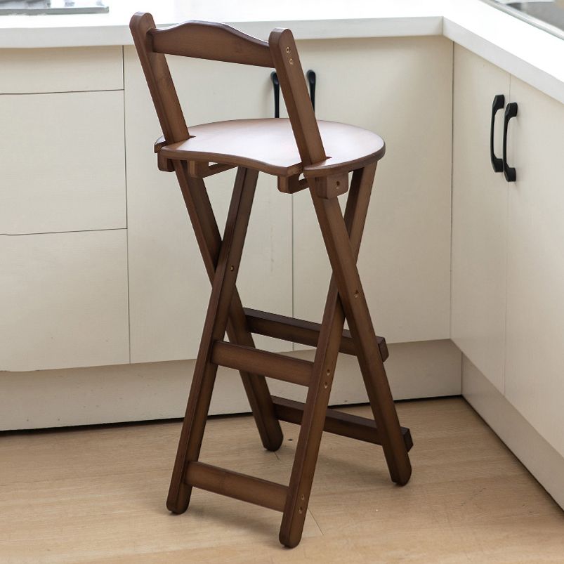 Modern Folding Armless Counter Stool Wood Living Room Bar Stool with Footrest