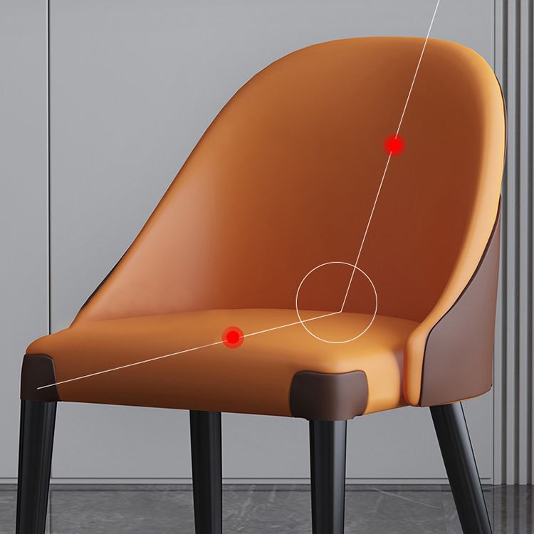 Sillas laterales de comedor con respaldo sólido sin brazos de diseño contemporáneo Sillas de comedor de cuero