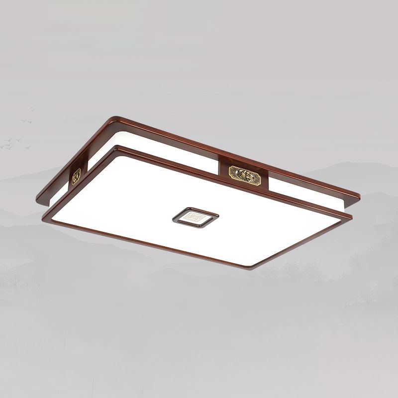 Geometry Shape LED Ceiling Lamp Modern Wood 1 Light Flush Mount for Living Room