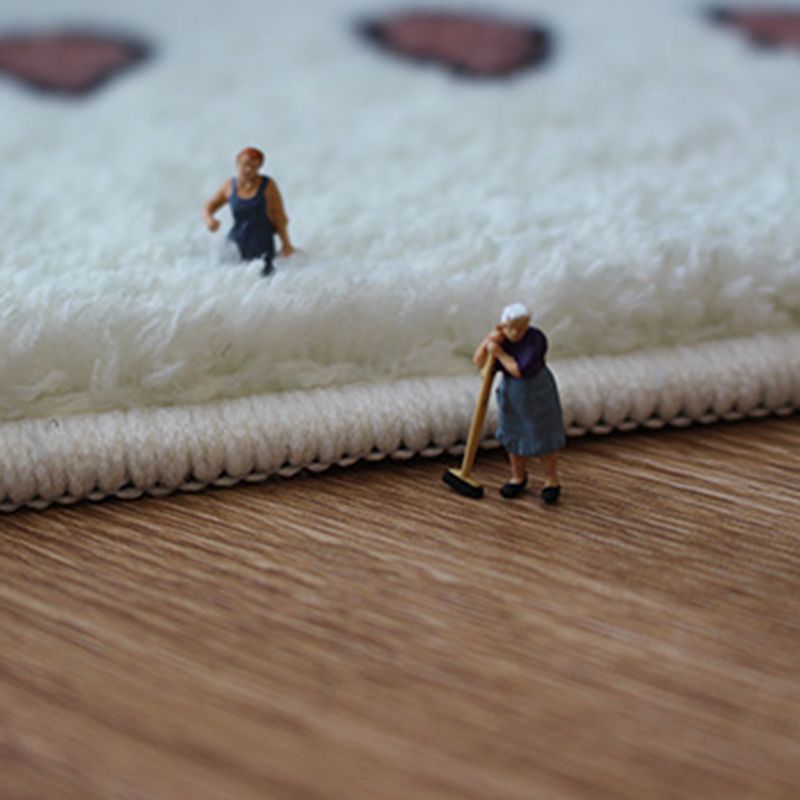 White Contrast Color Rug Polyester Modern Rug Stain Resistant Rug for Living Room