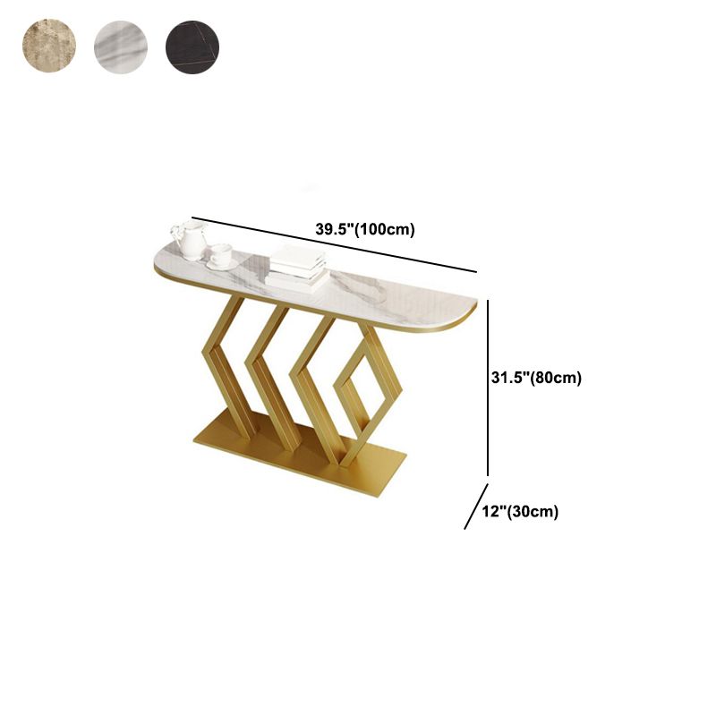 Glam Iron Half Moon Console Table Stain Resistant for Outdoor Console Sofa Table