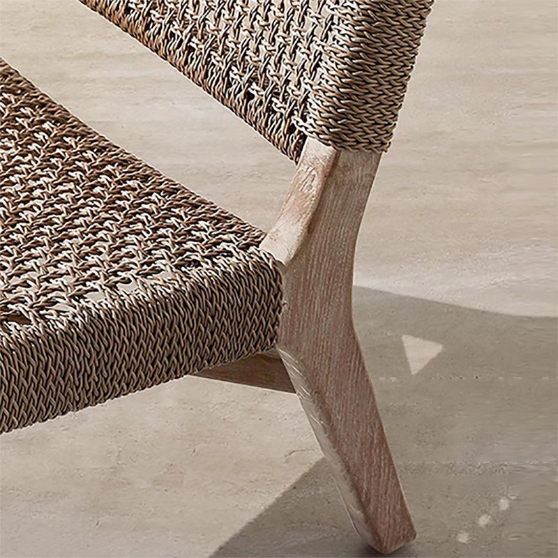 Modern Brown Teak Upholstered Removable Cushion Outdoor Bistro Chairs