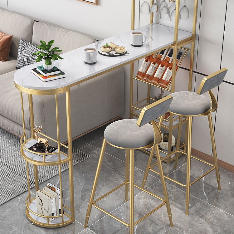 Iron Storage Base Bar Table Modern Free Form Bar Table with Wine Glass Holders