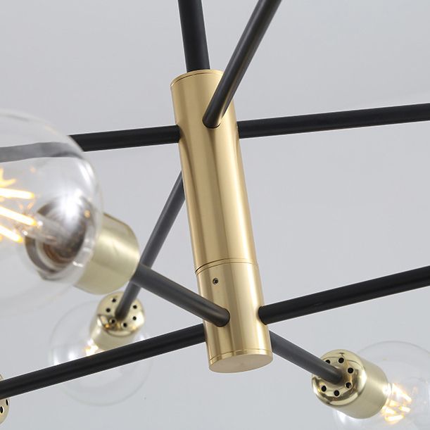 Lampaggio del lampadario molecolare nero Luce sospesa in vetro moderno per soggiorno per soggiorno