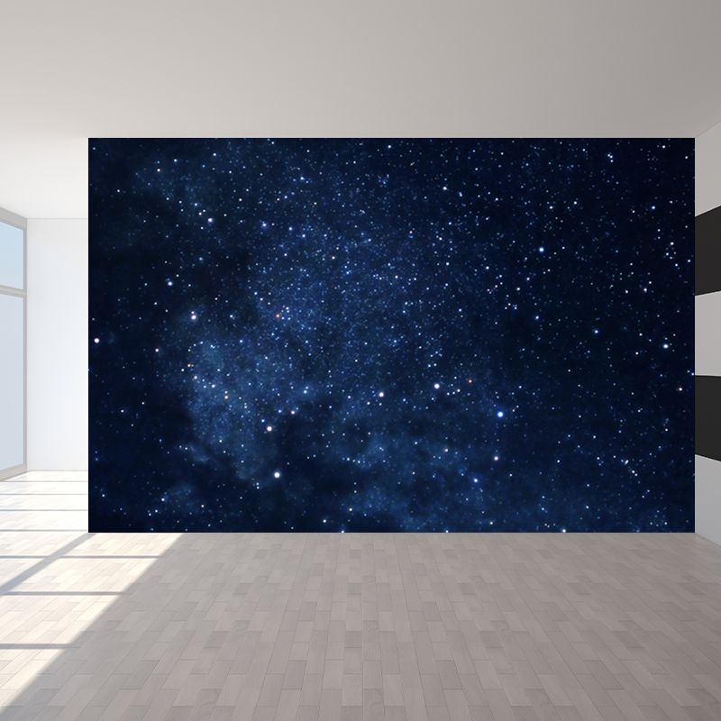 Night Sky Constellations Mural Decal Contemporary Non-Woven Texture Wall Covering in Blue